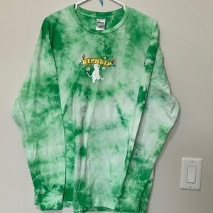 Ripndip Green and White Tie-Dye Long Sleeve Shirt